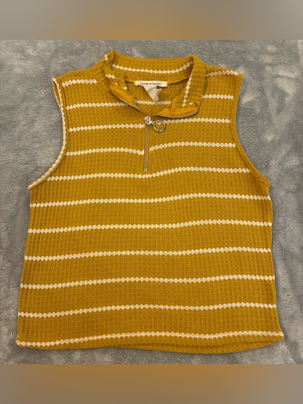 Women’s Caution to the Wind Brand Mustard Yellow Striped Knit Tank Top Size M